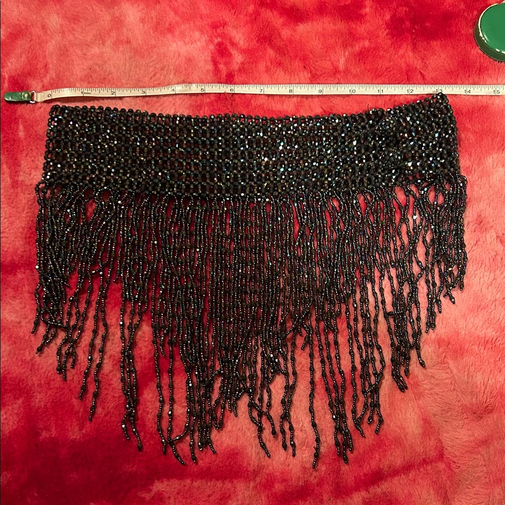Black Beaded Fringe Belt